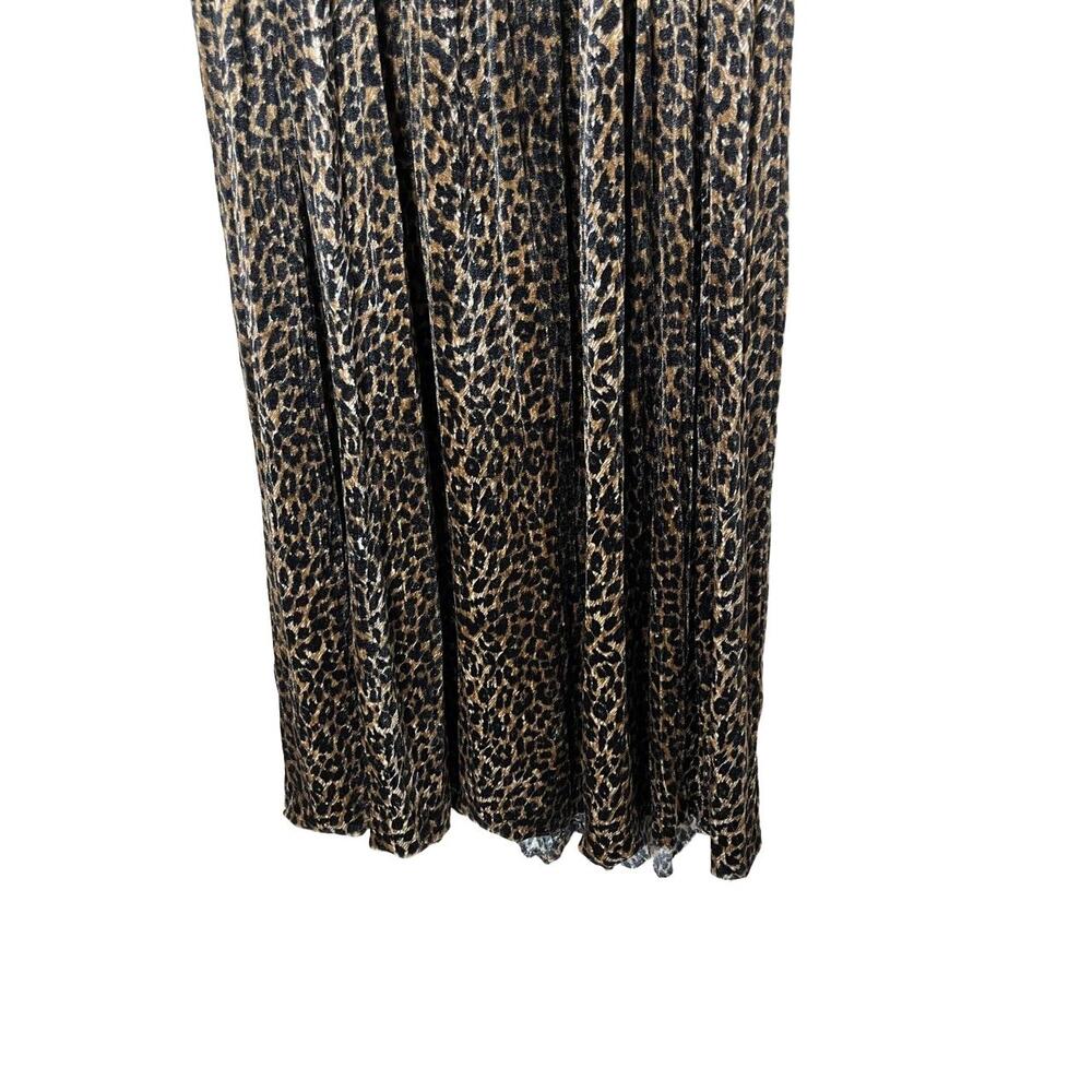 Vintage Stonebridge Skirt Womens Size L Brown Black Leopard Velvet Maxi Pleated‎ - Picture 3 of 6
